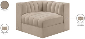 Meridian Furniture Rummi Channel Tufted Velvet Modular Chair for Modern and Contemporary Living Rooms Beige Corner 660Beige-Corner