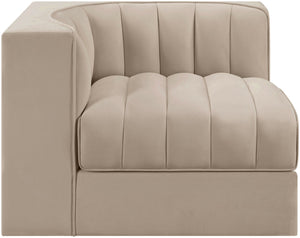 Meridian Furniture Rummi Channel Tufted Velvet Modular Chair for Modern and Contemporary Living Rooms Beige Corner 660Beige-Corner