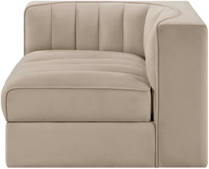 Meridian Furniture Rummi Channel Tufted Velvet Modular Chair for Modern and Contemporary Living Rooms Beige Corner 660Beige-Corner