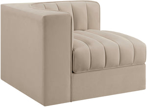 Meridian Furniture Rummi Channel Tufted Velvet Modular Chair for Modern and Contemporary Living Rooms Beige Corner 660Beige-Corner