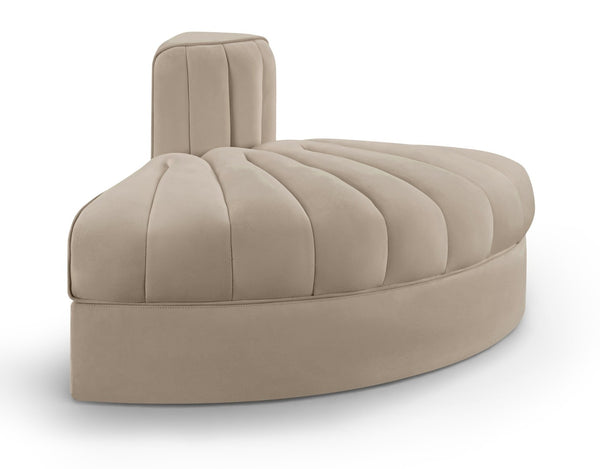 Meridian Furniture Rummi Channel Tufted Modular Accent Chair in Stain Resistant Performance Velvet for Living Room Beige 660Beige-RC