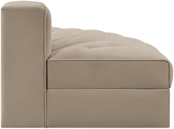 Meridian Furniture Rummi Channel Tufted Modular Accent Chair in Stain Resistant Performance Velvet for Living Room Beige 660Beige-RC