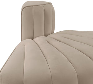 Meridian Furniture Rummi Channel Tufted Modular Accent Chair in Stain Resistant Performance Velvet for Living Room Beige 660Beige-RC