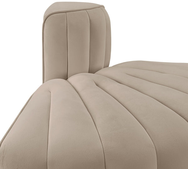 Meridian Furniture Rummi Channel Tufted Modular Accent Chair in Stain Resistant Performance Velvet for Living Room Beige 660Beige-RC