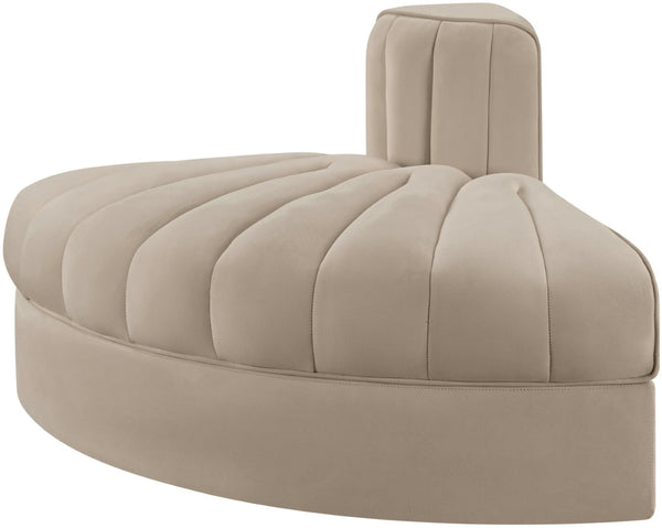 Meridian Furniture Rummi Channel Tufted Modular Accent Chair in Stain Resistant Performance Velvet for Living Room Beige 660Beige-RC