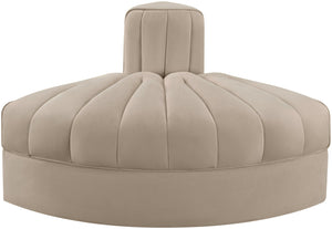 Meridian Furniture Rummi Channel Tufted Modular Accent Chair in Stain Resistant Performance Velvet for Living Room Beige 660Beige-RC