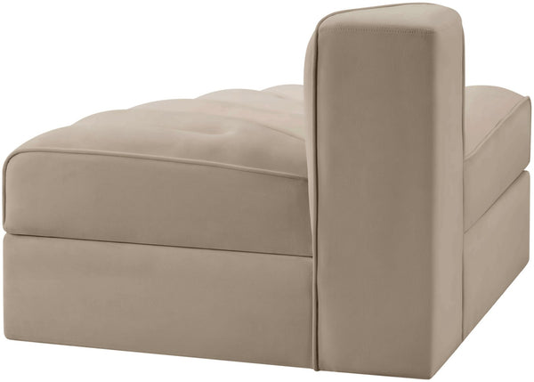 Meridian Furniture Rummi Channel Tufted Modular Accent Chair in Stain Resistant Performance Velvet for Living Room Beige 660Beige-RC
