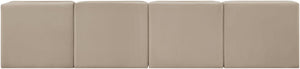 Meridian Furniture Rummi Four Piece Modular Sofa Beige Velvet Channel Tufted Low Profile Living Room 660Beige-S116