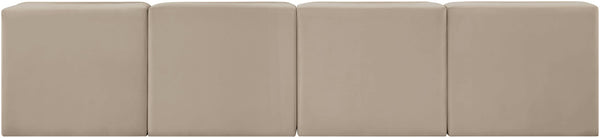 Meridian Furniture Rummi Four Piece Modular Sofa Beige Velvet Channel Tufted Low Profile Living Room 660Beige-S116