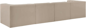 Meridian Furniture Rummi Four Piece Modular Sofa with Channel Tufting in Stain Resistant Velvet 660Beige-S126