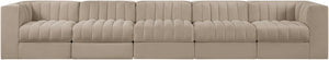 Meridian Furniture Rummi Five Piece Channel Tufted Modular Sofa in Stain Resistant Beige Velvet 660Beige-S155