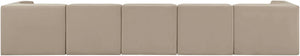 Meridian Furniture Rummi Five Piece Channel Tufted Modular Sofa in Stain Resistant Beige Velvet 660Beige-S155
