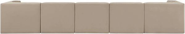 Meridian Furniture Rummi Five Piece Channel Tufted Modular Sofa in Stain Resistant Beige Velvet 660Beige-S155