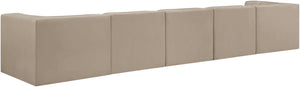 Meridian Furniture Rummi Five Piece Channel Tufted Modular Sofa in Stain Resistant Beige Velvet 660Beige-S155