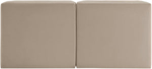 Meridian Furniture Rummi Channel Tufted Modular Loveseat in Stain Resistant Performance Velvet for Modern Living Beige 58 inches 660Beige-S58