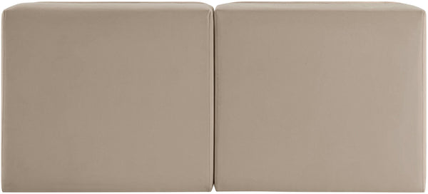 Meridian Furniture Rummi Channel Tufted Modular Loveseat in Stain Resistant Performance Velvet for Modern Living Beige 58 inches 660Beige-S58