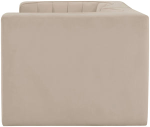Meridian Furniture Rummi Channel Tufted Modular Loveseat in Stain Resistant Performance Velvet for Modern Living Beige 68 inches 660Beige-S68