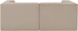 Meridian Furniture Rummi Channel Tufted Modular Loveseat in Stain Resistant Performance Velvet for Modern Living Beige 68 inches 660Beige-S68