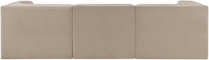 Meridian Furniture Rummi Channel Tufted Beige Velvet Modular Sofa with Stain Resistant Performance Fabric 660Beige-S97