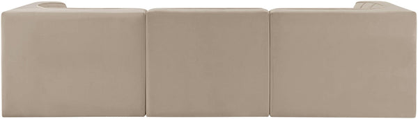 Meridian Furniture Rummi Channel Tufted Beige Velvet Modular Sofa with Stain Resistant Performance Fabric 660Beige-S97
