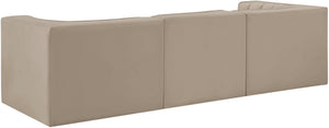 Meridian Furniture Rummi Channel Tufted Beige Velvet Modular Sofa with Stain Resistant Performance Fabric 660Beige-S97