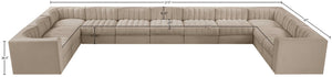 Meridian Furniture Rummi Channel Tufted Velvet 11 Piece Modular Sectional for Open Living Spaces 660Beige-Sec11A