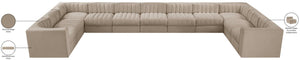 Meridian Furniture Rummi Channel Tufted Velvet 11 Piece Modular Sectional for Open Living Spaces 660Beige-Sec11A