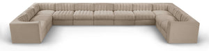 Meridian Furniture Rummi Channel Tufted Velvet 11 Piece Modular Sectional for Open Living Spaces 660Beige-Sec11A
