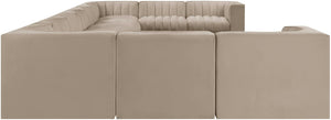 Meridian Furniture Rummi Channel Tufted Velvet 11 Piece Modular Sectional for Open Living Spaces 660Beige-Sec11A