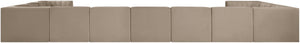 Meridian Furniture Rummi Channel Tufted Velvet 11 Piece Modular Sectional for Open Living Spaces 660Beige-Sec11A