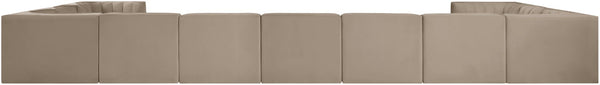 Meridian Furniture Rummi Channel Tufted Velvet 11 Piece Modular Sectional for Open Living Spaces 660Beige-Sec11A
