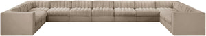 Meridian Furniture Rummi Channel Tufted Velvet 11 Piece Modular Sectional for Open Living Spaces 660Beige-Sec11A