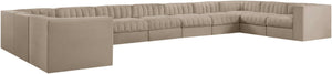 Meridian Furniture Rummi Channel Tufted Velvet 11 Piece Modular Sectional for Open Living Spaces 660Beige-Sec11A