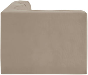 Meridian Furniture Rummi Channel Tufted Velvet Modular Sectional Sofa with Solid Wood Frame for Modern Living Beige 660Beige-Sec3A