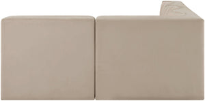 Meridian Furniture Rummi Four Piece Modular Sectional Velvet Sofa with Channel Tufting for Living Room 660Beige-Sec4A