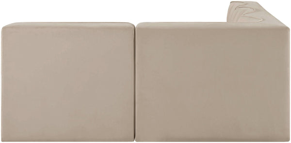Meridian Furniture Rummi Four Piece Modular Sectional Velvet Sofa with Channel Tufting for Living Room 660Beige-Sec4A