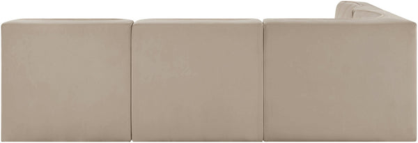Meridian Furniture Rummi Four Piece Modular Sectional Velvet Sofa with Channel Tufting for Living Room 660Beige-Sec4A