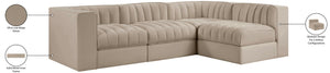 Meridian Furniture Rummi Velvet Modular Sectional with Channel Tufting for Modern Living Spaces 660Beige-Sec4B