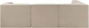 Meridian Furniture Rummi Velvet Modular Sectional with Channel Tufting for Modern Living Spaces 660Beige-Sec4B