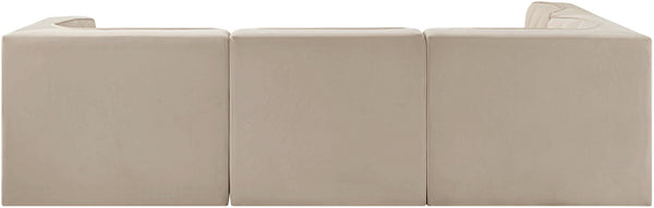 Meridian Furniture Rummi Velvet Modular Sectional with Channel Tufting for Modern Living Spaces 660Beige-Sec4B