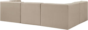 Meridian Furniture Rummi Velvet Modular Sectional with Channel Tufting for Modern Living Spaces 660Beige-Sec4B