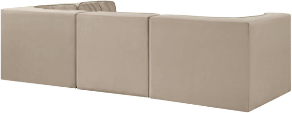 Meridian Furniture Rummi Velvet Modular Sectional with Channel Tufting for Modern Living Spaces 660Beige-Sec4B