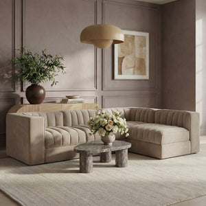 Meridian Furniture Rummi Velvet Modular Sectional with Channel Tufting for Modern Living Spaces 660Beige-Sec4B