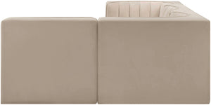 Meridian Furniture Rummi Velvet Modular Sectional with Channel Tufting for Modern Living Spaces 660Beige-Sec4B