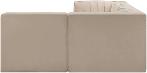 Meridian Furniture Rummi Velvet Modular Sectional with Channel Tufting for Modern Living Spaces 660Beige-Sec4B