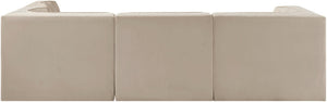 Meridian Furniture Rummi Velvet Modular Sectional with Channel Tufting for Modern Living Spaces 660Beige-Sec4B