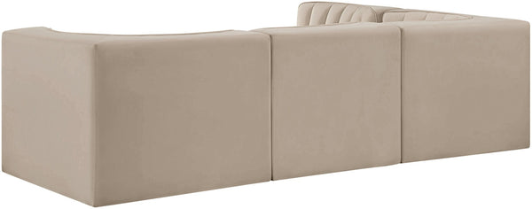 Meridian Furniture Rummi Velvet Modular Sectional with Channel Tufting for Modern Living Spaces 660Beige-Sec4B