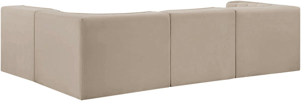 Meridian Furniture Rummi Velvet Modular Sectional with Channel Tufting for Modern Living Spaces 660Beige-Sec4B