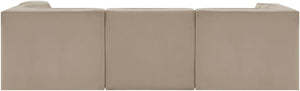 Meridian Furniture Rummi Four Piece Modular Sectional Velvet Performance Fabric Channel Tufted Sofa 660Beige-Sec4C