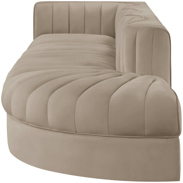 Meridian Furniture Rummi Four Piece Modular Sectional with Channel Tufting in Stain Resistant Velvet 660Beige-Sec4D